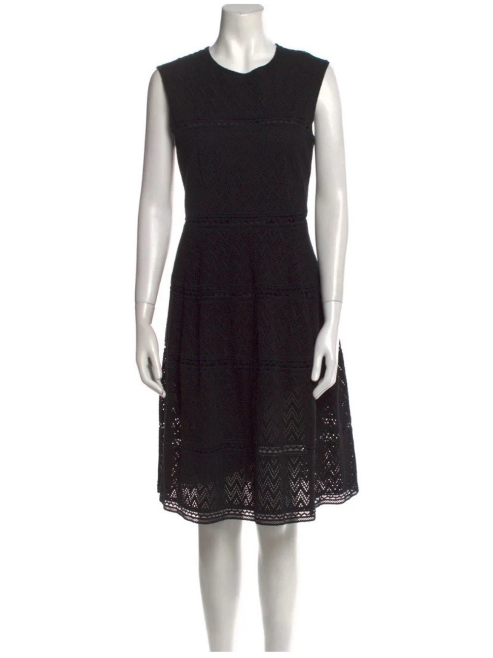 Carolina Herrera Black Sleeveless Lace Midi Dress 10